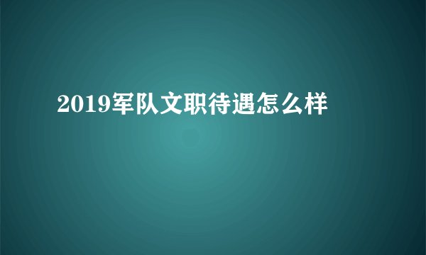 2019军队文职待遇怎么样
