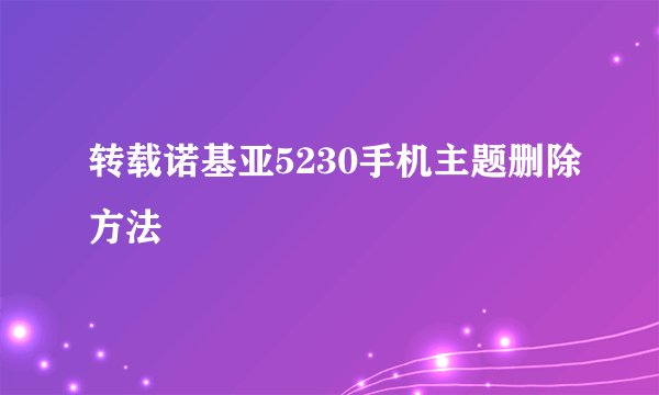 转载诺基亚5230手机主题删除方法