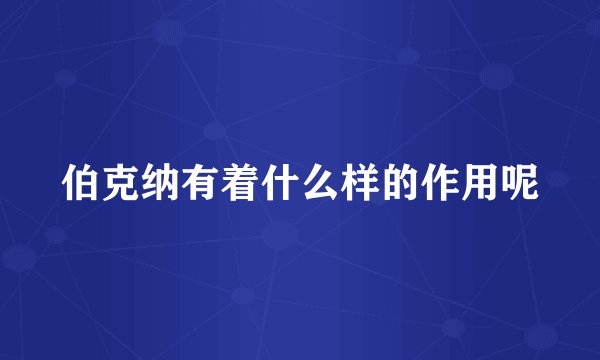 伯克纳有着什么样的作用呢