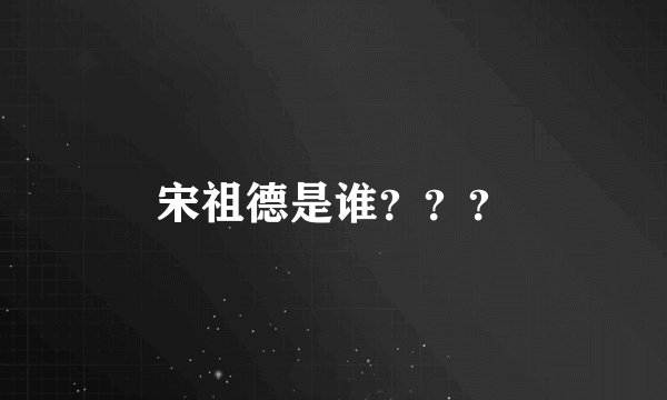 宋祖德是谁？？？