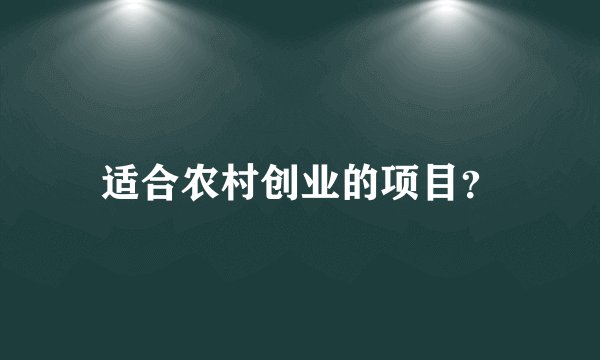 适合农村创业的项目？