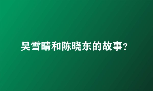 吴雪晴和陈晓东的故事？