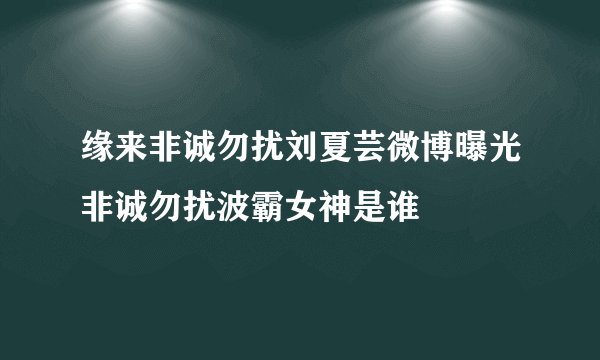 缘来非诚勿扰刘夏芸微博曝光非诚勿扰波霸女神是谁