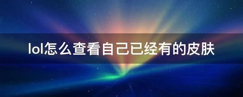 lol怎么查看自己已经有的皮肤
