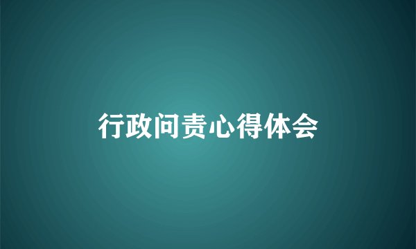 行政问责心得体会