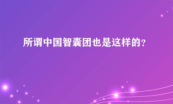 所谓中国智囊团也是这样的？