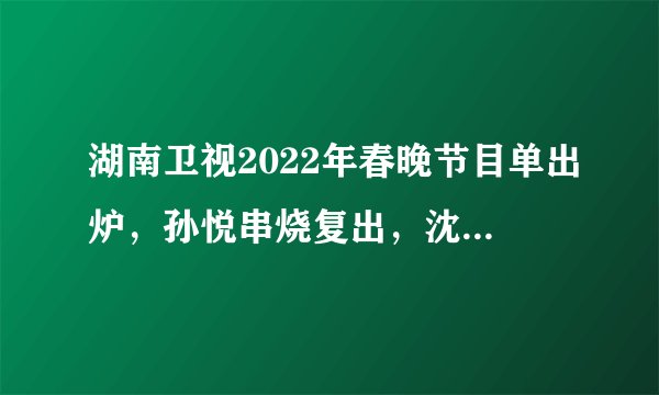 湖南卫视2022年春晚节目单出炉，孙悦串烧复出，沈梦辰被力捧
