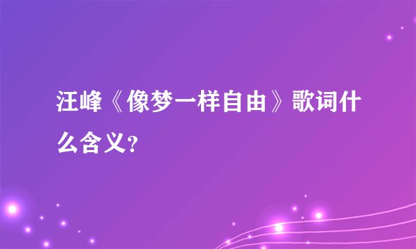 汪峰《像梦一样自由》歌词什么含义？