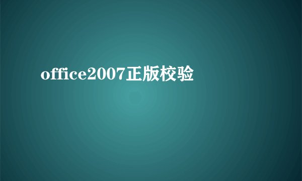 office2007正版校验