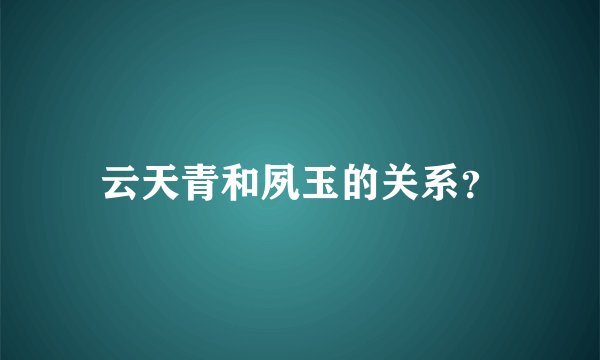 云天青和夙玉的关系？