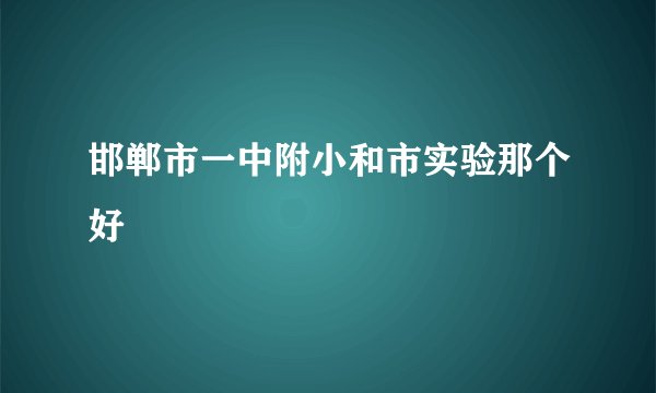 邯郸市一中附小和市实验那个好