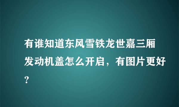 有谁知道东风雪铁龙世嘉三厢发动机盖怎么开启，有图片更好？