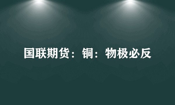 国联期货：铜：物极必反