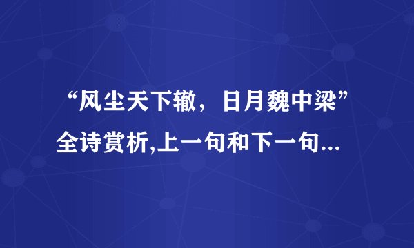 “风尘天下辙，日月魏中梁”全诗赏析,上一句和下一句-出自晁公溯《师安抚生日》