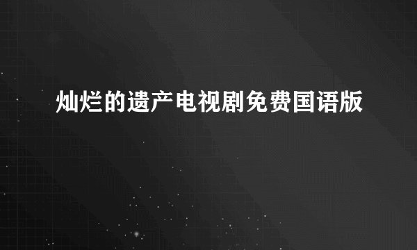 灿烂的遗产电视剧免费国语版