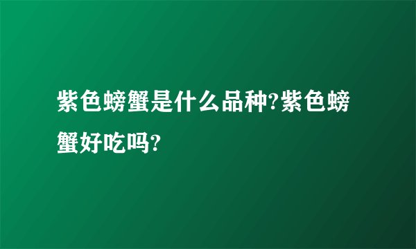 紫色螃蟹是什么品种?紫色螃蟹好吃吗?