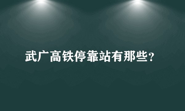 武广高铁停靠站有那些？