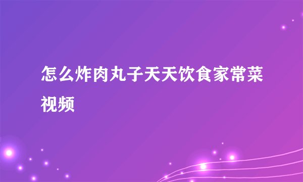 怎么炸肉丸子天天饮食家常菜视频