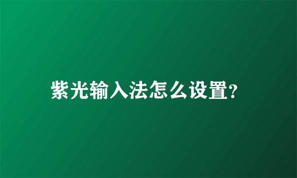紫光输入法怎么设置？