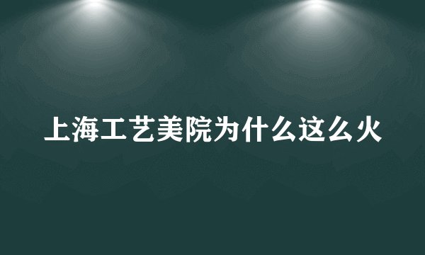 上海工艺美院为什么这么火