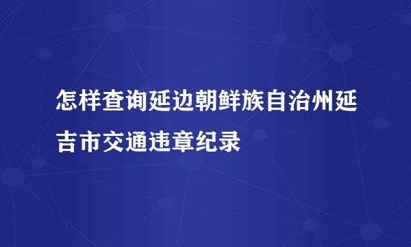 怎样查询延边朝鲜族自治州延吉市交通违章纪录