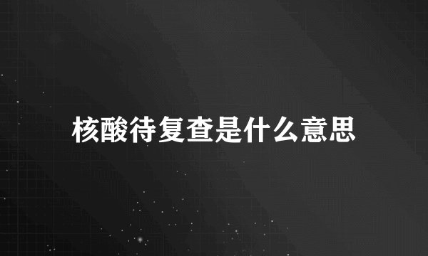 核酸待复查是什么意思