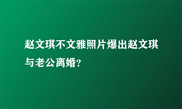 赵文琪不文雅照片爆出赵文琪与老公离婚？