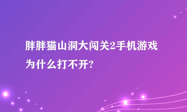 胖胖猫山洞大闯关2手机游戏为什么打不开?
