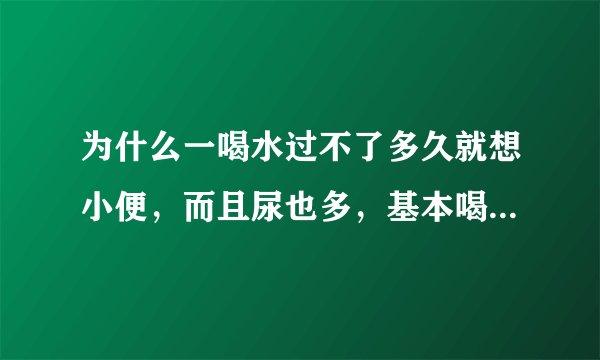 为什么一喝水过不了多久就想小便，而且尿也多，基本喝一杯水要上三次厕所，隔十分钟就要上一次。