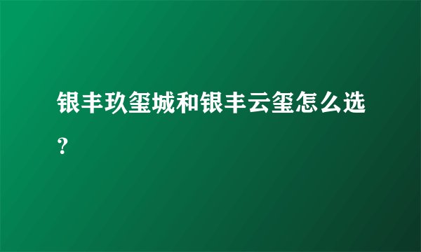 银丰玖玺城和银丰云玺怎么选？