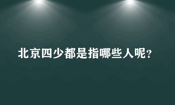 北京四少都是指哪些人呢？