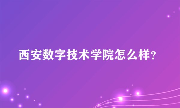 西安数字技术学院怎么样？