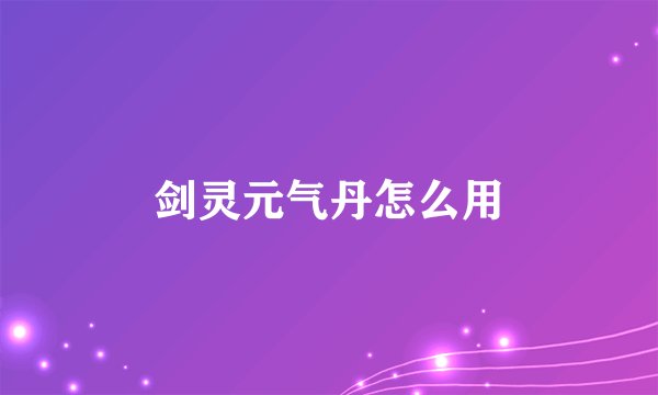 剑灵元气丹怎么用