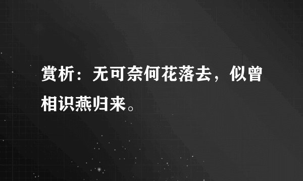 赏析:无可奈何花落去,似曾相识燕归来。