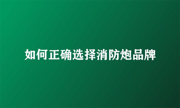 如何正确选择消防炮品牌
