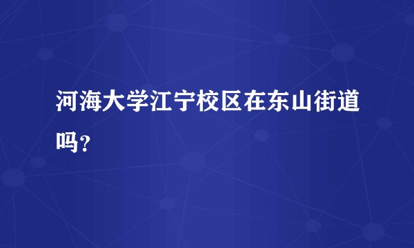 河海大学江宁校区在东山街道吗？
